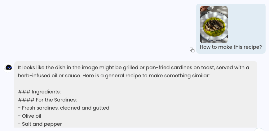 chatear con imágenes para recetas