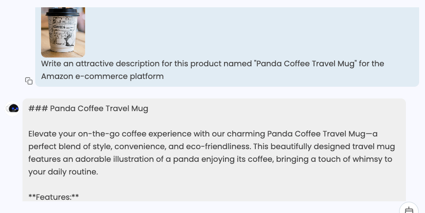 chatear con imágenes para descripción de producto