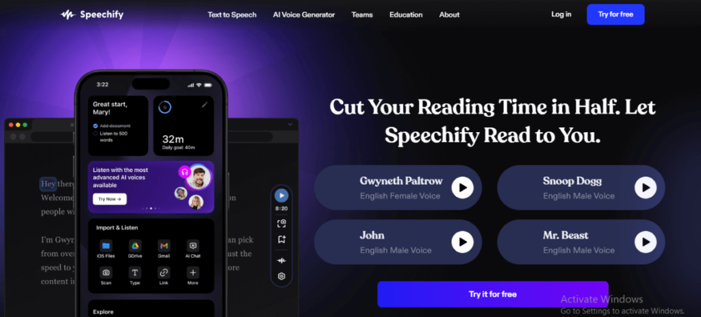 speechify best free ai voice generator