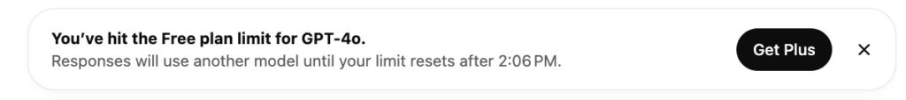 Limited access with free plan of ChatGPT