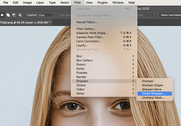 Шаг 5: Применить умное повышение резкости