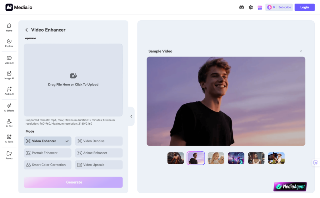 Media.io AI Video Enhancer