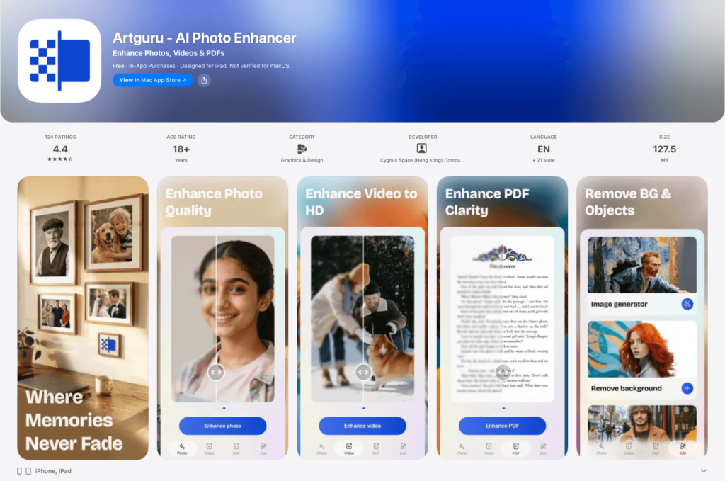Artguru photo and video enhancer app
