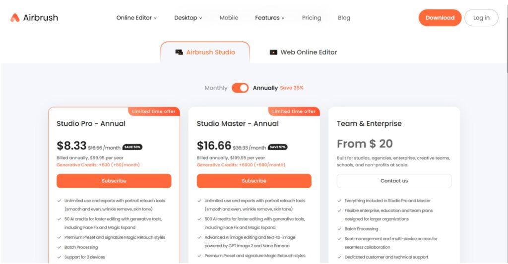 Airbrush Studio Pricing