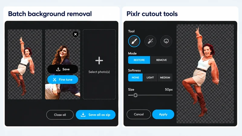 Pixlr batch background removal